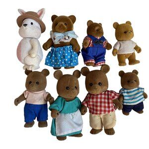 Flocked Bears Lot Collectible Brown Bears Family Toys